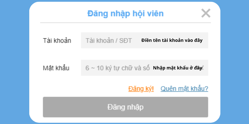 Giao diện đăng nhập Kubet